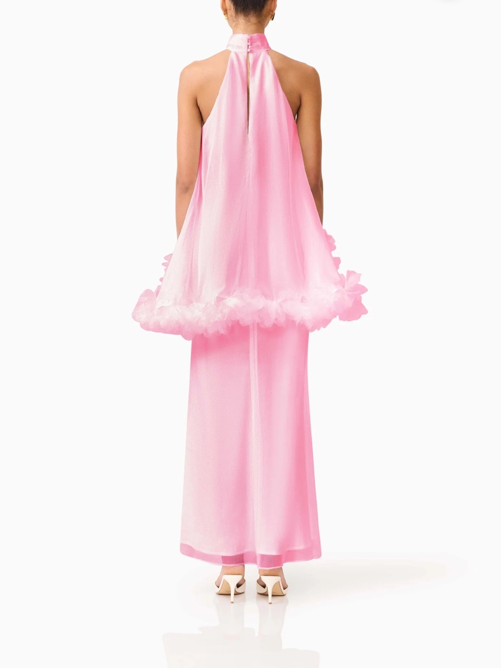 Elliatt Pink Halter Maxi Dress with Ruffle Hem